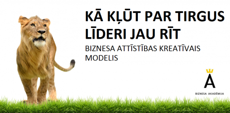 3 mēnešu (oktobris – decembris) biznesa apmācību programma “KĀ KĻŪT PAR TIRGUS LĪDERI. Biznesa attīstības kreatīvais modelis”